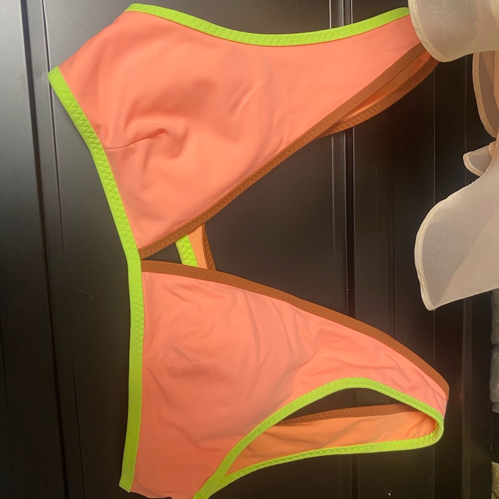 Aerie neon Trim bikini top multicolor bathing suit